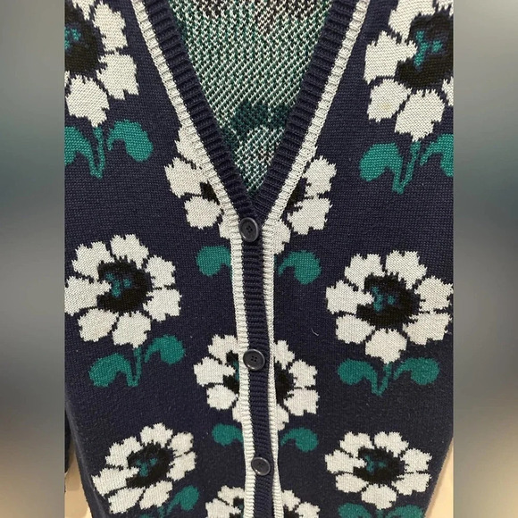 p.a.r.o.s.h‎ Navy Wool Sweater Cardigan  w/  Flowers. Size Small A0040 - Picture 7 of 10